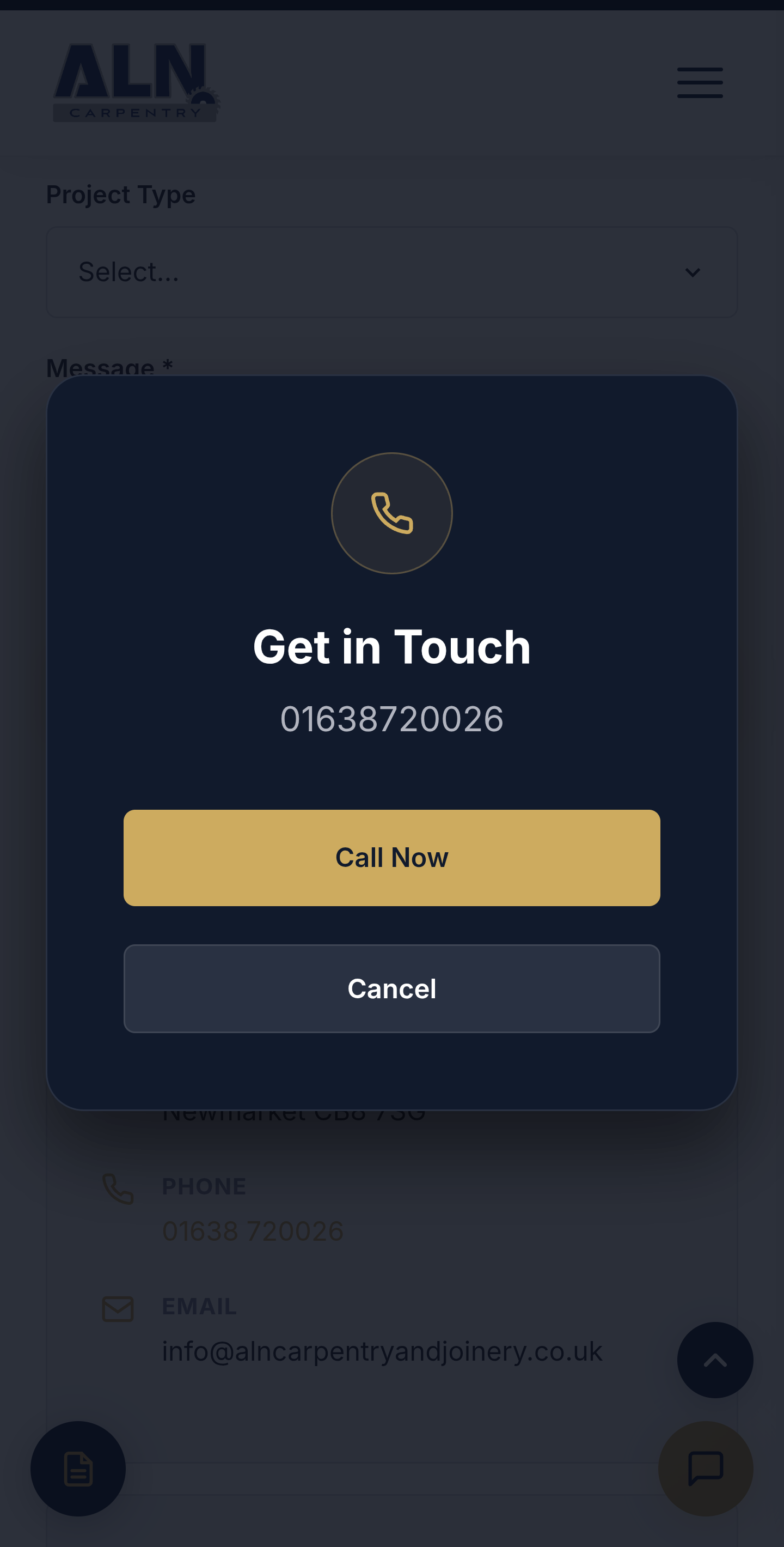 ALN Carpentry — Contact section