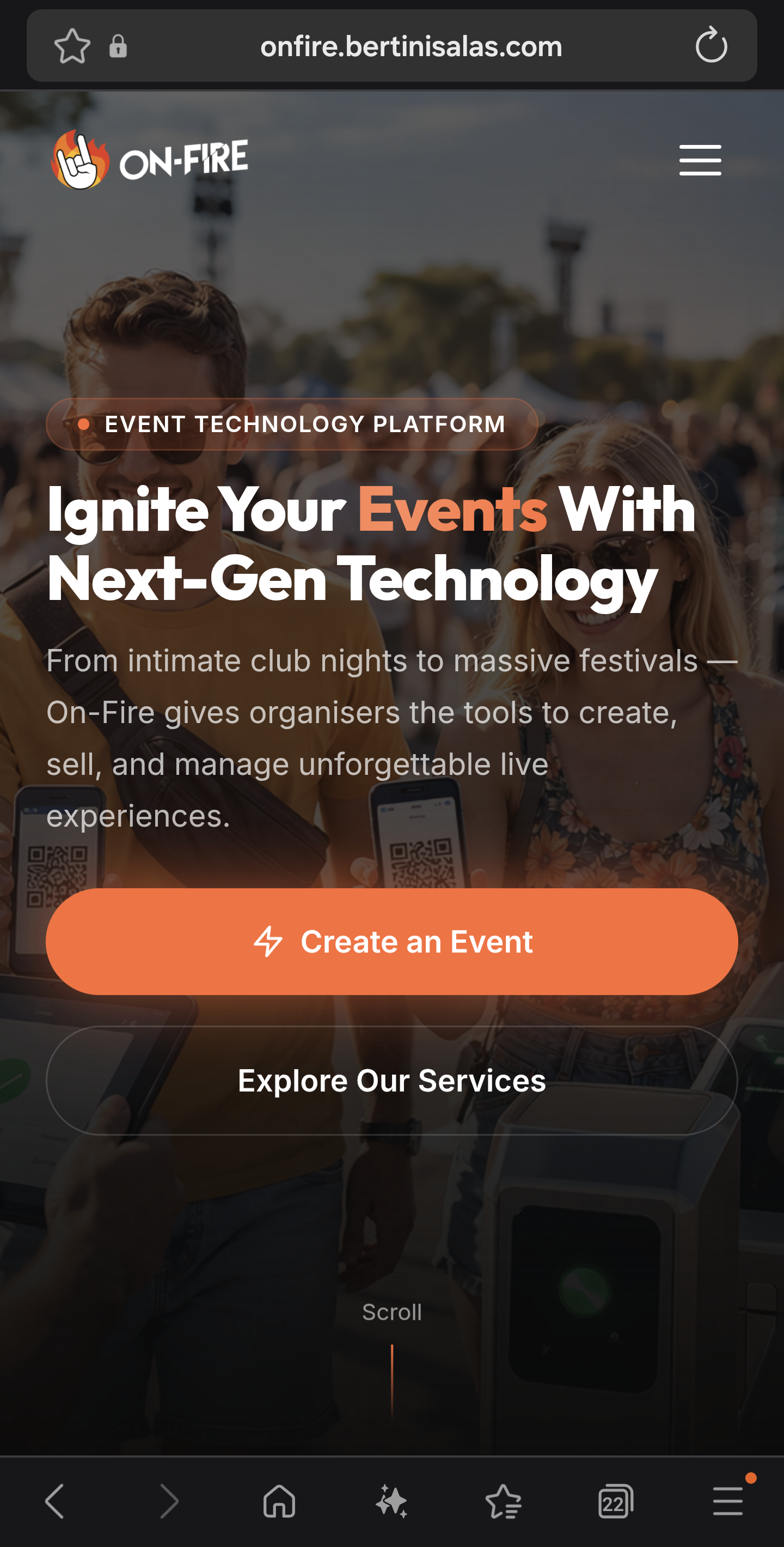 On-Fire — Mobile homepage