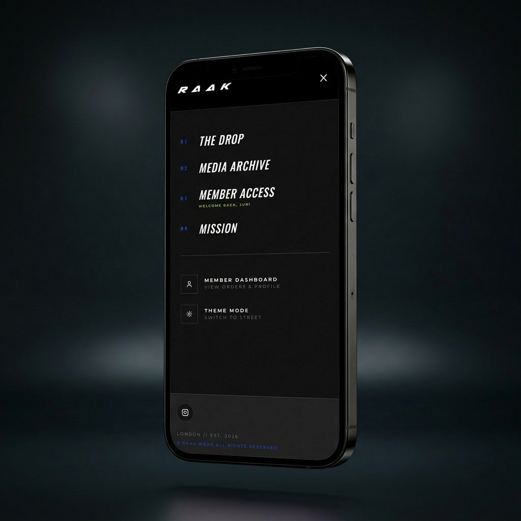 RAAK — Navigation menu