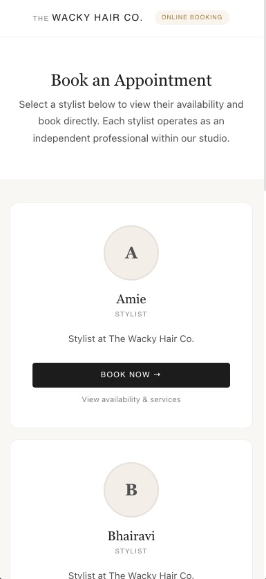 Booking — stylist selection